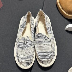 Sanuk Black and White Women's Loafers